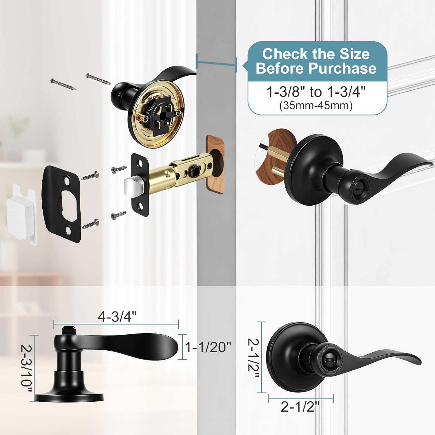 10-Pack Matte Black Privacy Levers