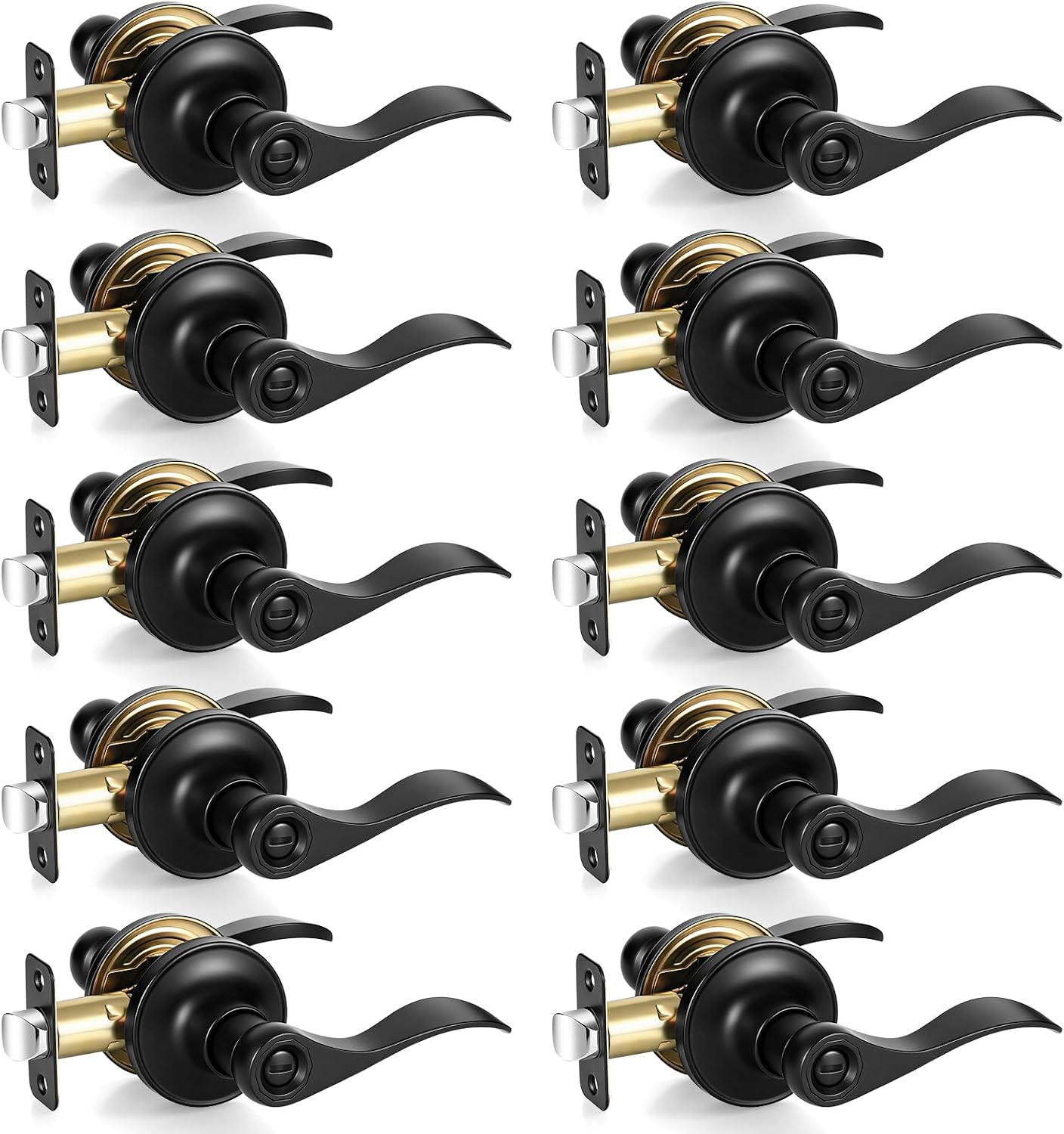 10-Pack Matte Black Privacy Levers