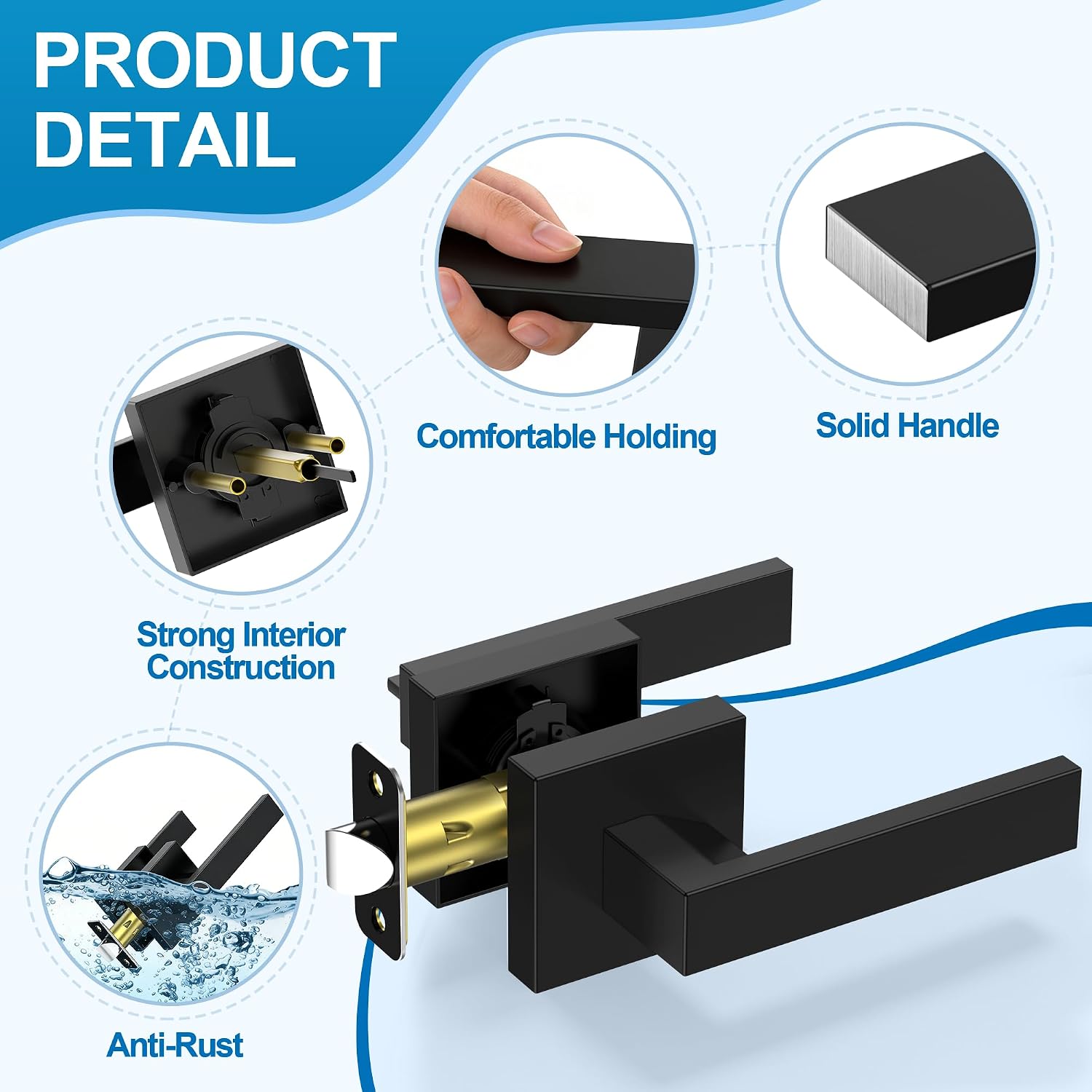 10-Pack Matte Black Square Passage Door Levers