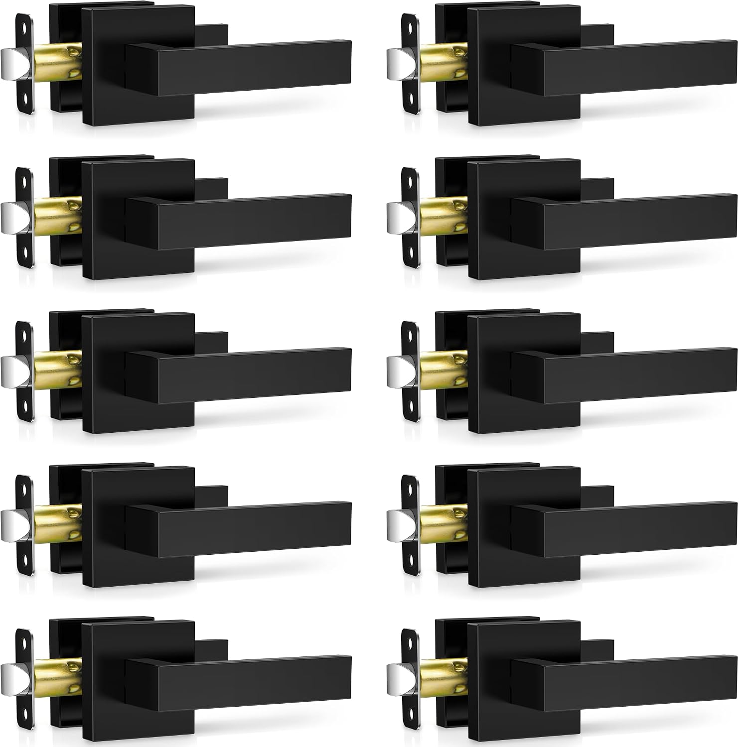 10-Pack Matte Black Square Passage Door Levers