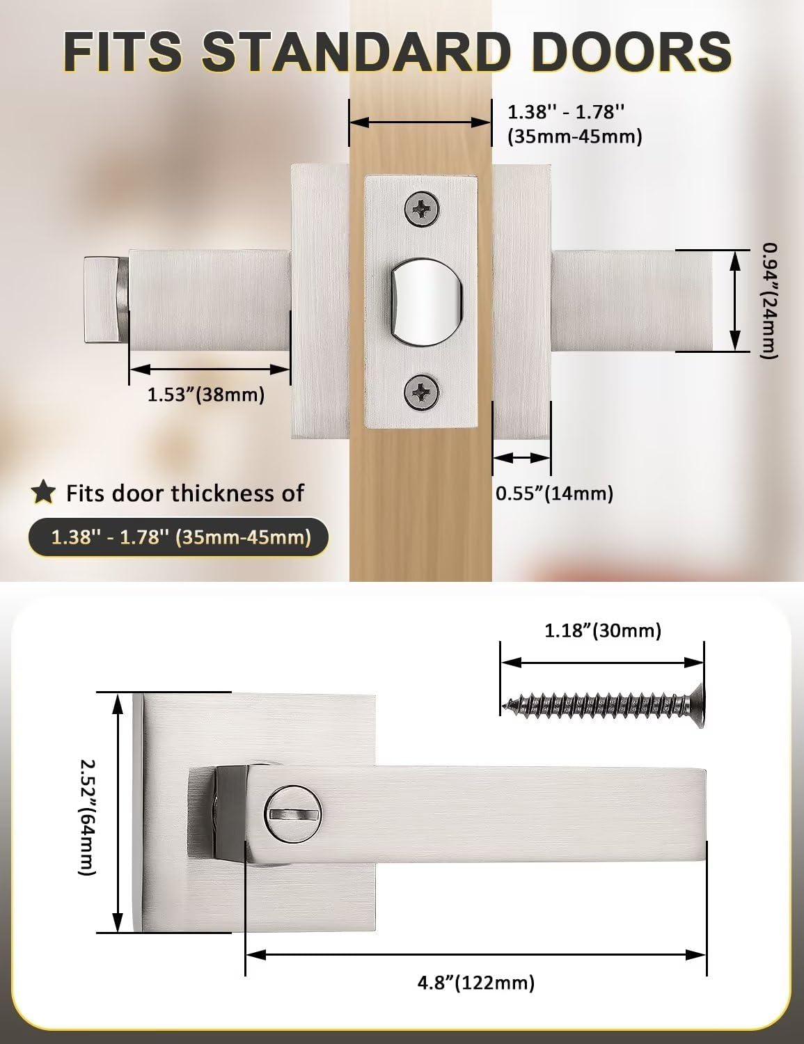 10-Pack Square Privacy Door Levers