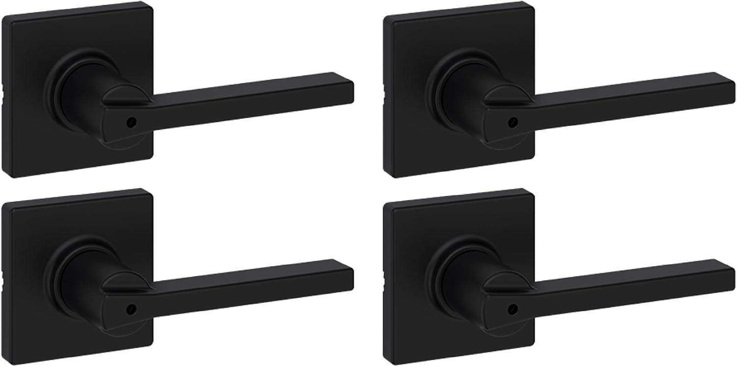 4-Pack Matte Black Privacy Door Levers