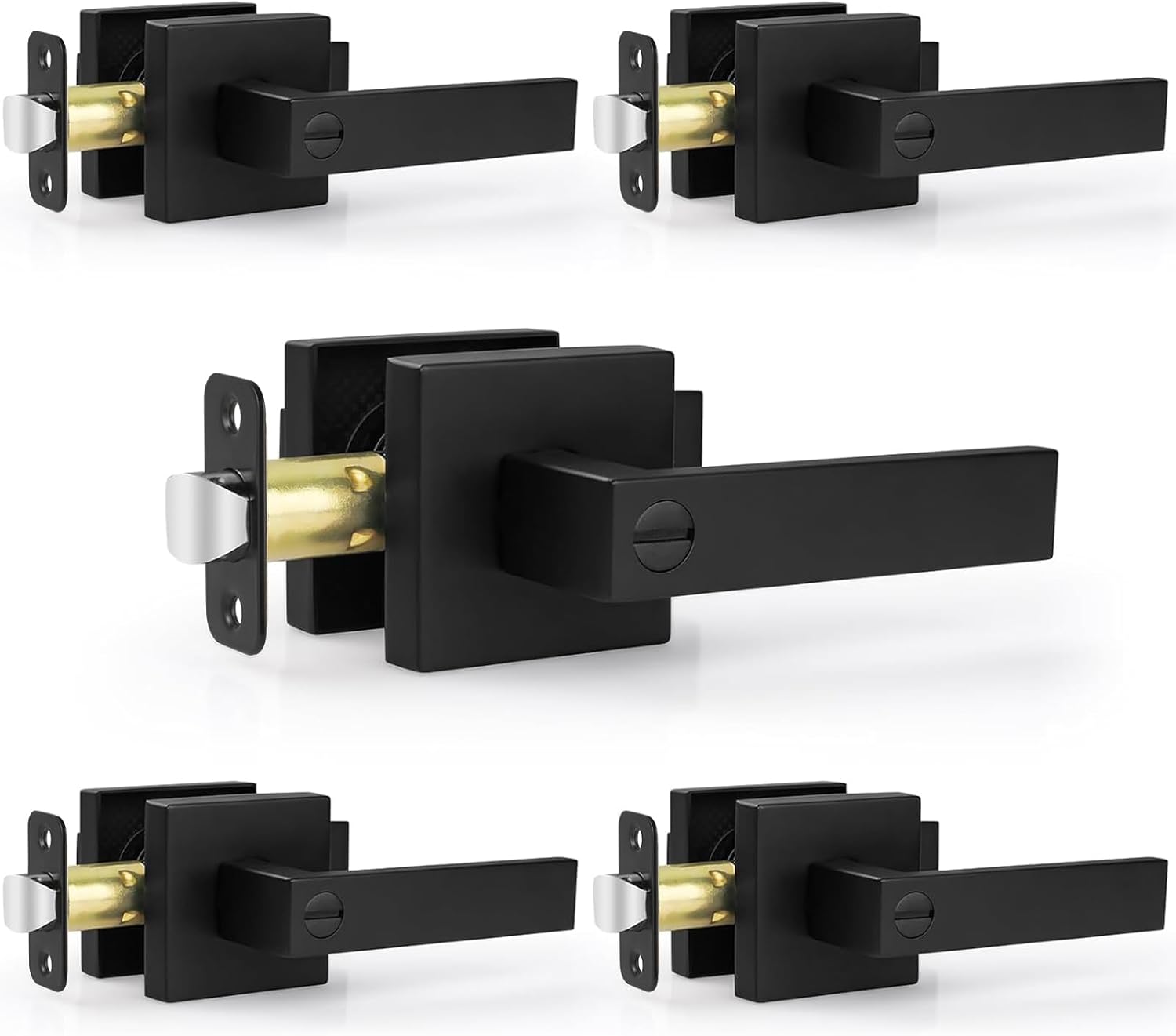 5-Pack Matte Black Privacy Door Levers