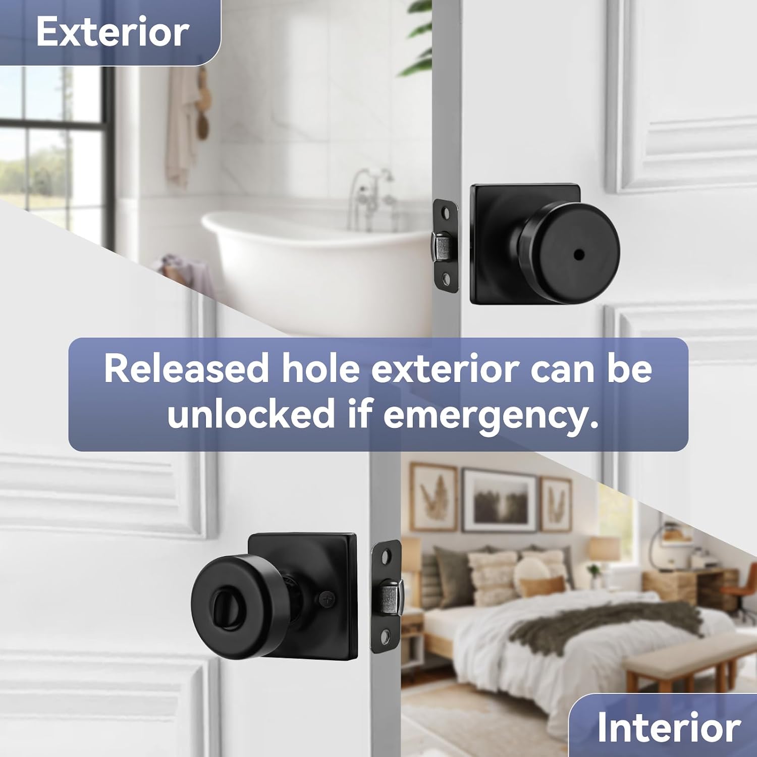 6-Pack Black Privacy Door Knobs