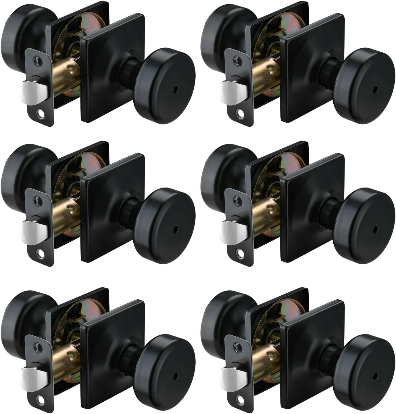 6-Pack Black Privacy Door Knobs