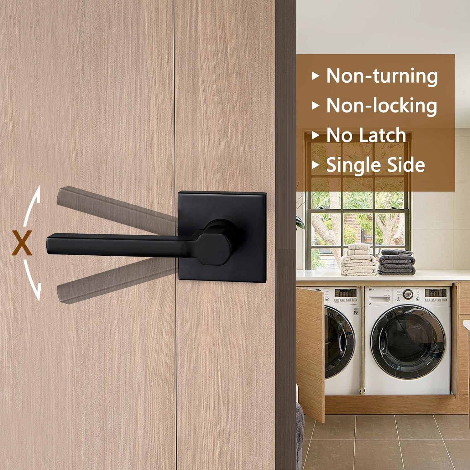 Black Square Dummy Door Lever