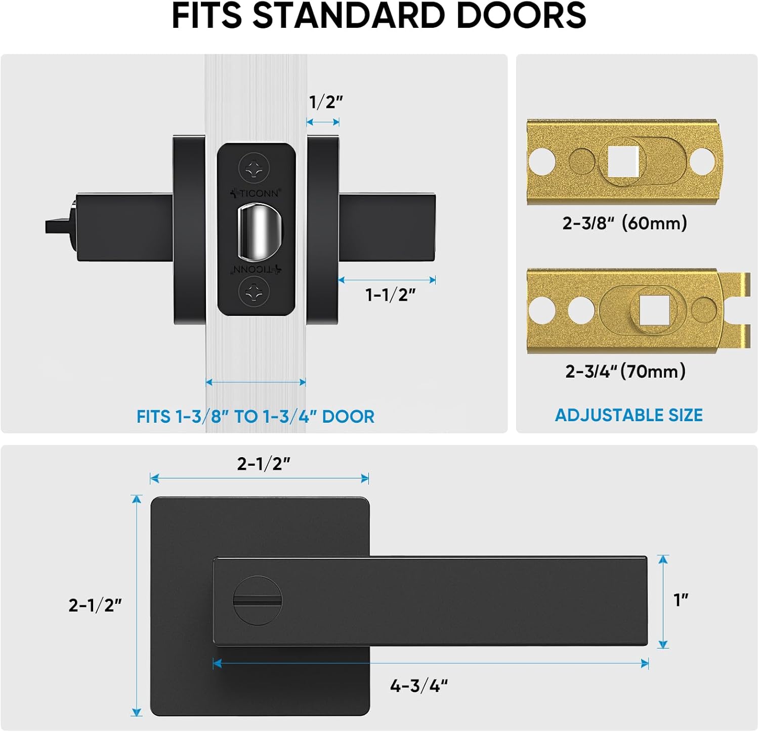 Five Matte Black Privacy Door Levers