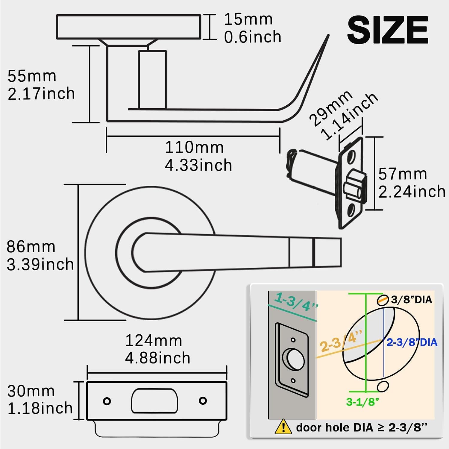 Keyed Entry Lever Lock, Satin Chrome