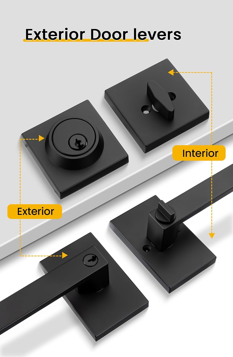 Matte Black Lever and Deadbolt Set
