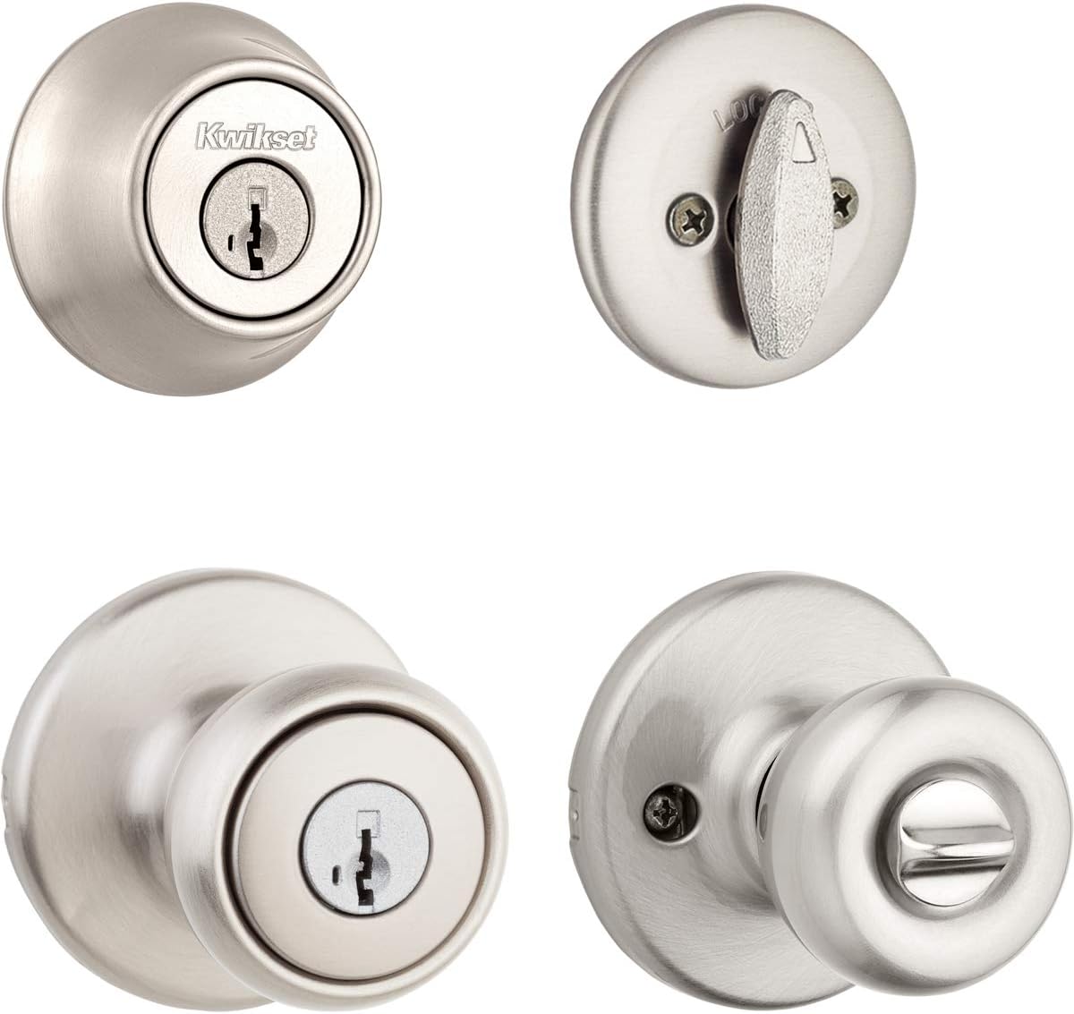 Satin Nickel Deadbolt and Knob Combo