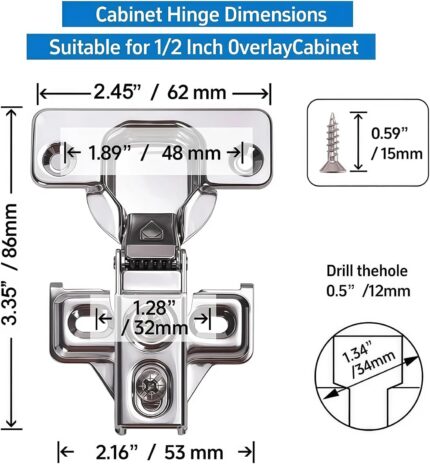24-Pack Self-Closing Cabinet Hinges