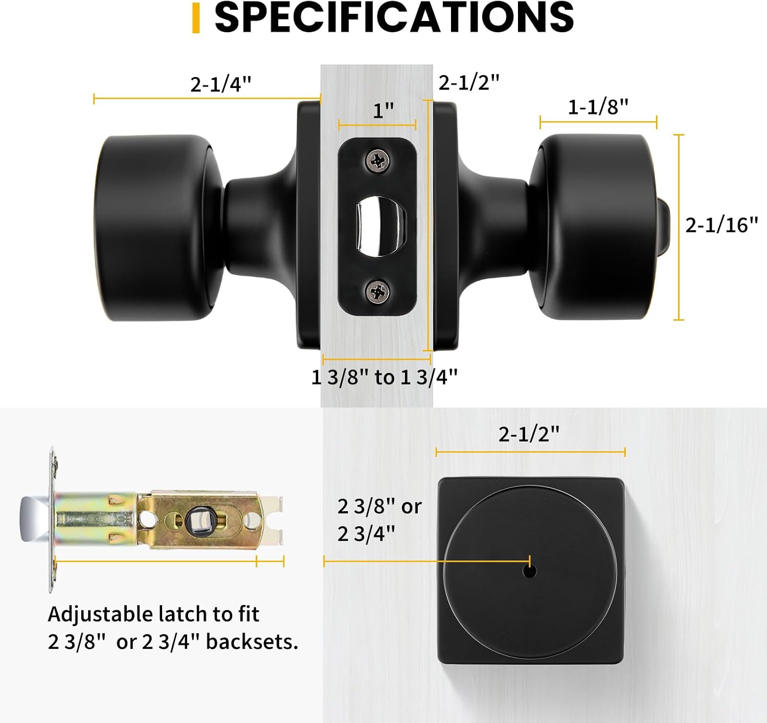 Six Matte Black Privacy Door Knobs