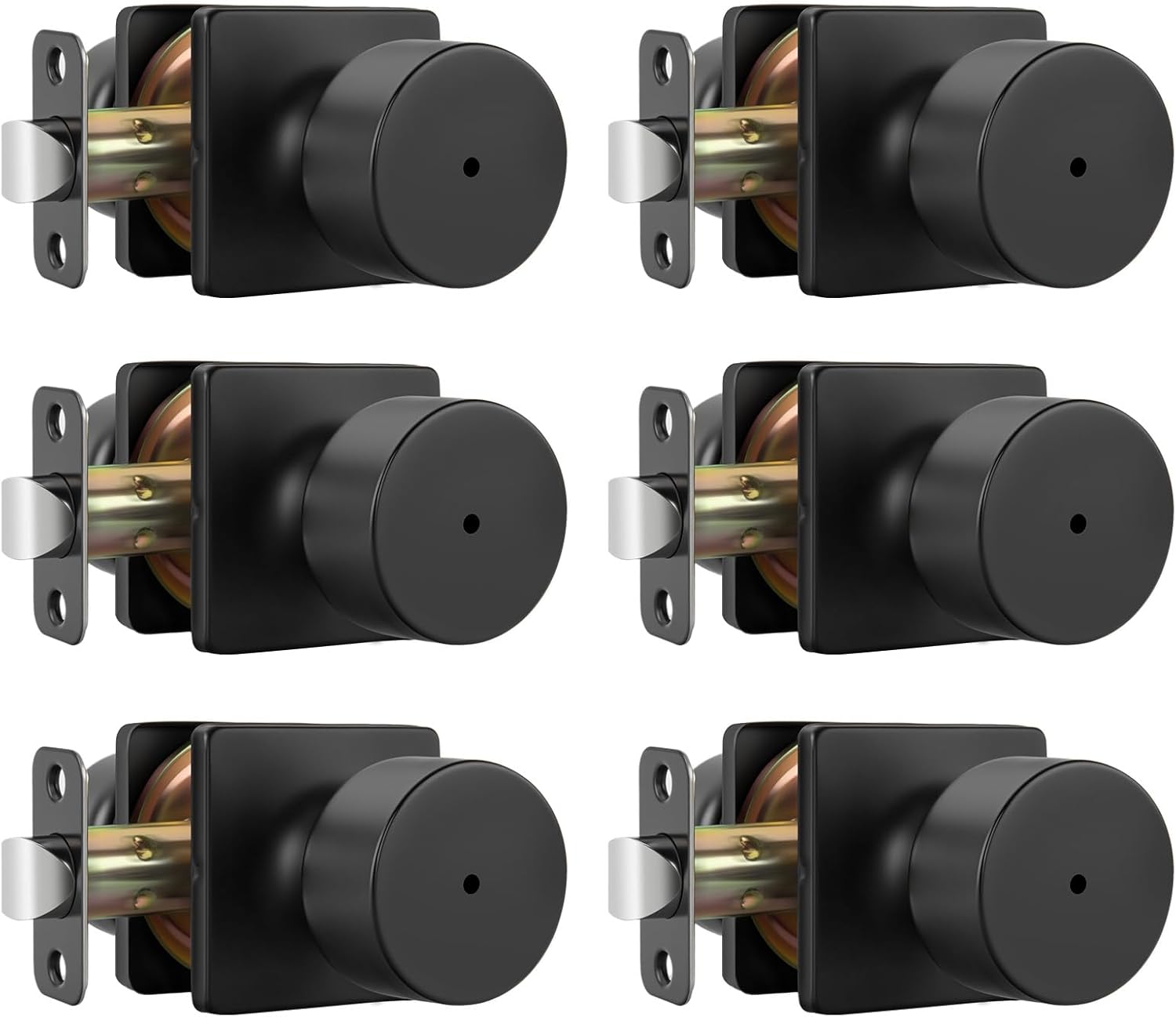 Six Matte Black Privacy Door Knobs