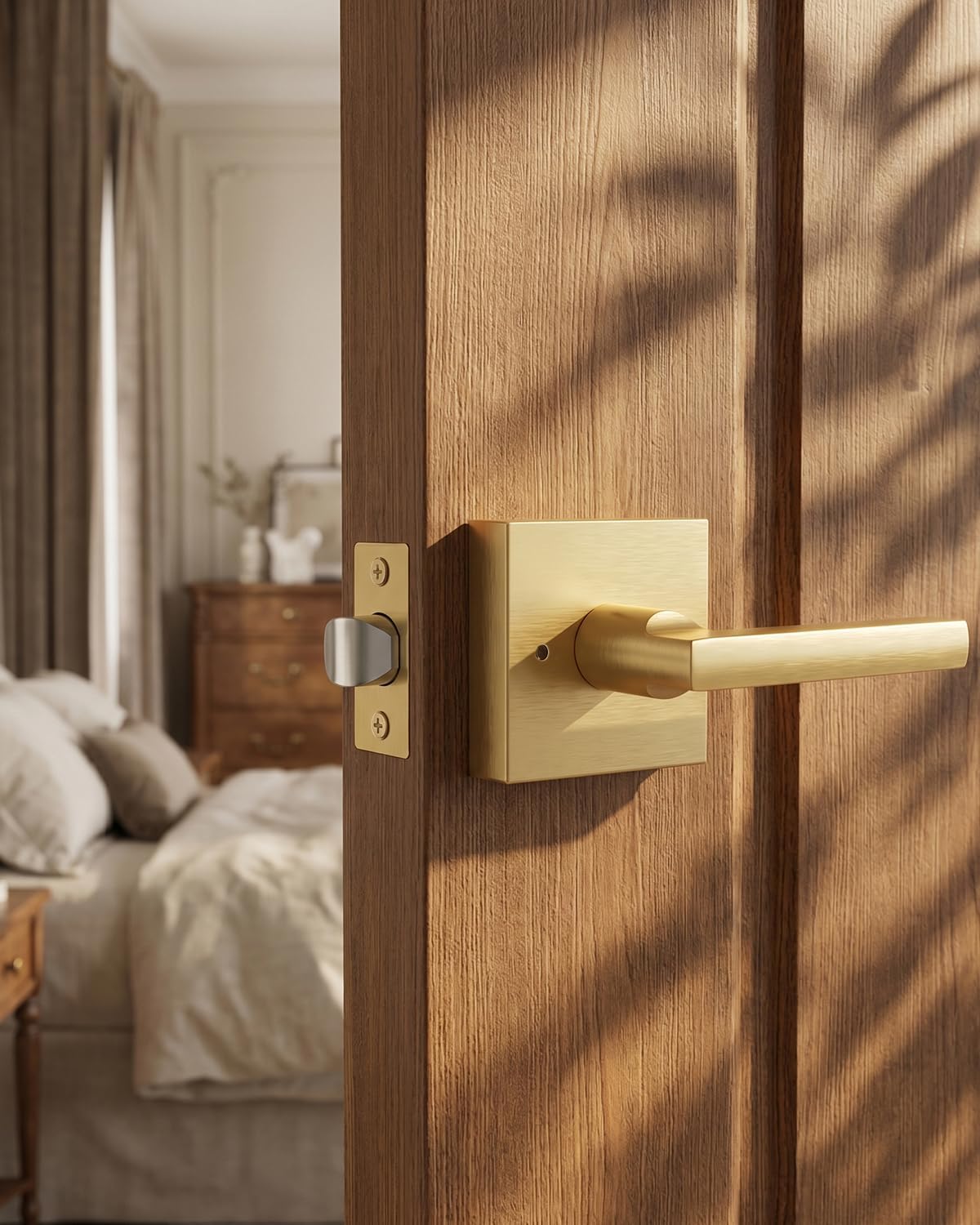 Six-Pack Gold Square Privacy Door Levers