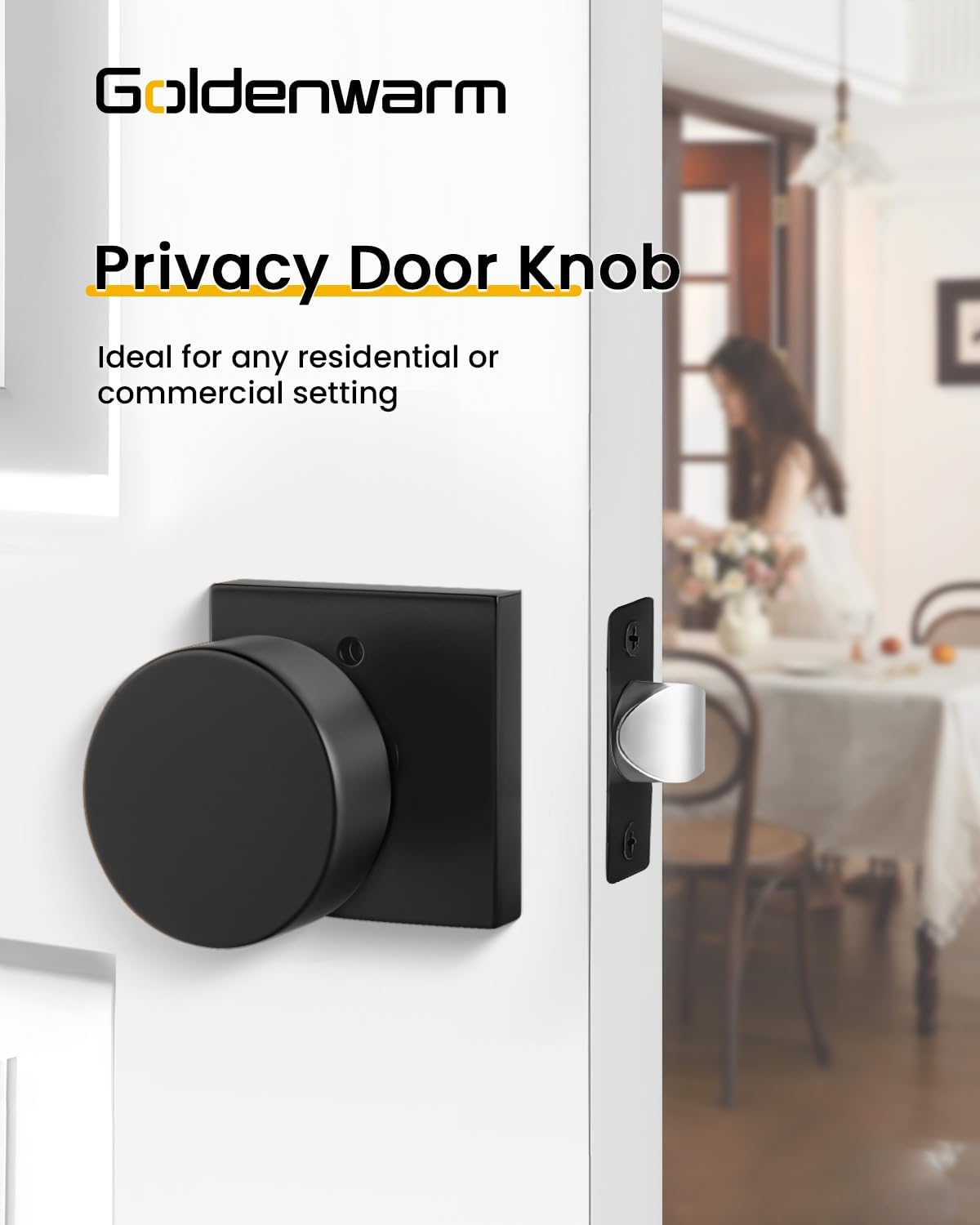 Six-Pack Matte Black Privacy Door Knobs