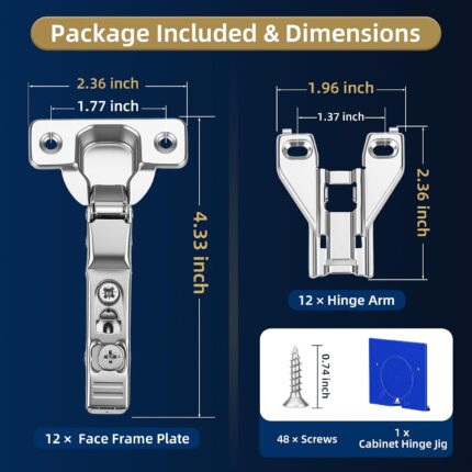12-Pack Soft Close Cabinet Hinges