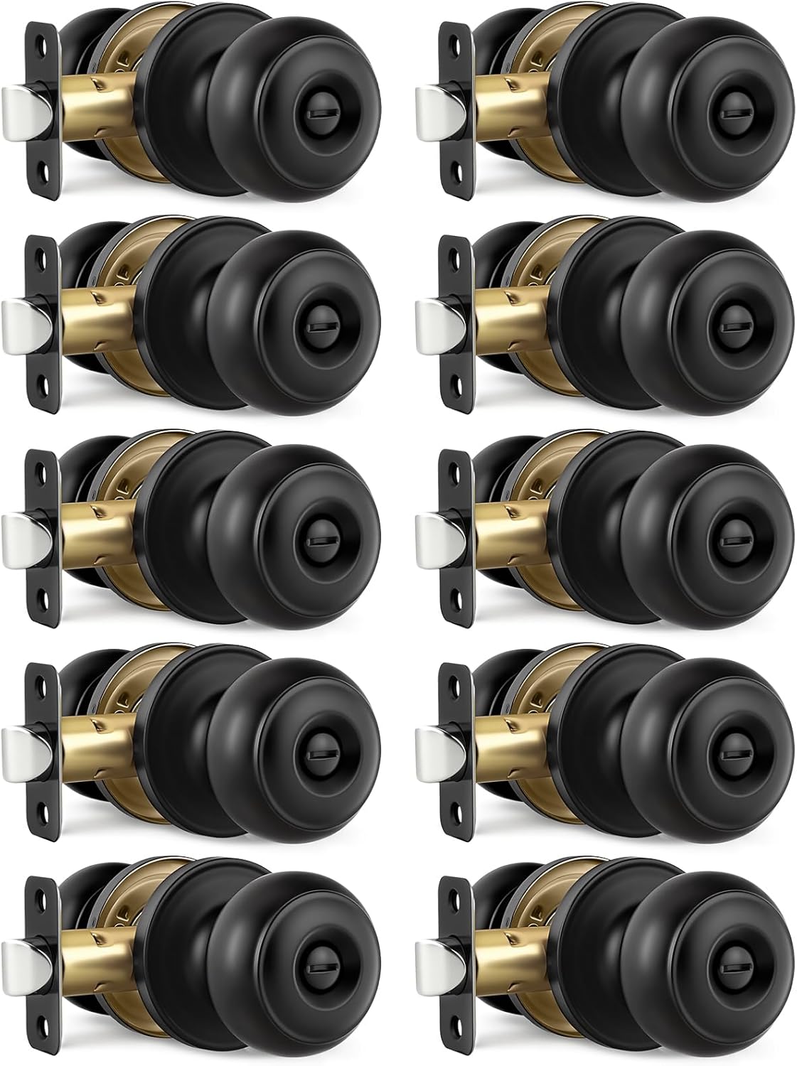 Ten Black Privacy Door Knobs