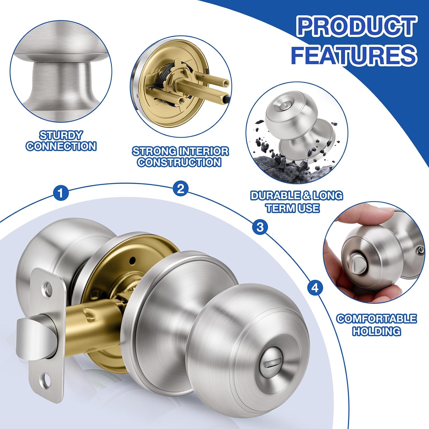 Ten-Pack Brushed Nickel Privacy Knobs