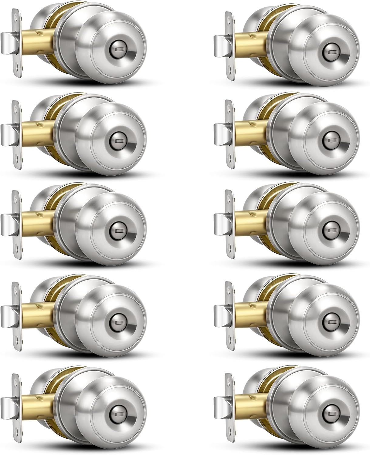 Ten-Pack Brushed Nickel Privacy Knobs