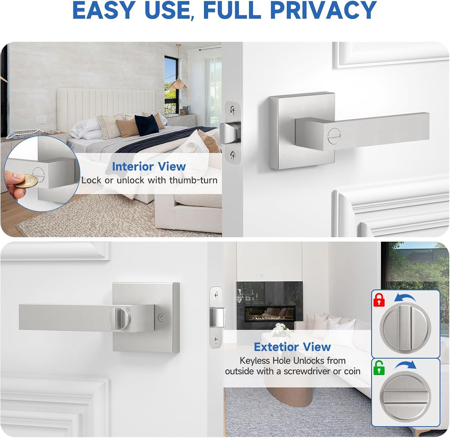 Ten Square Privacy Door Levers